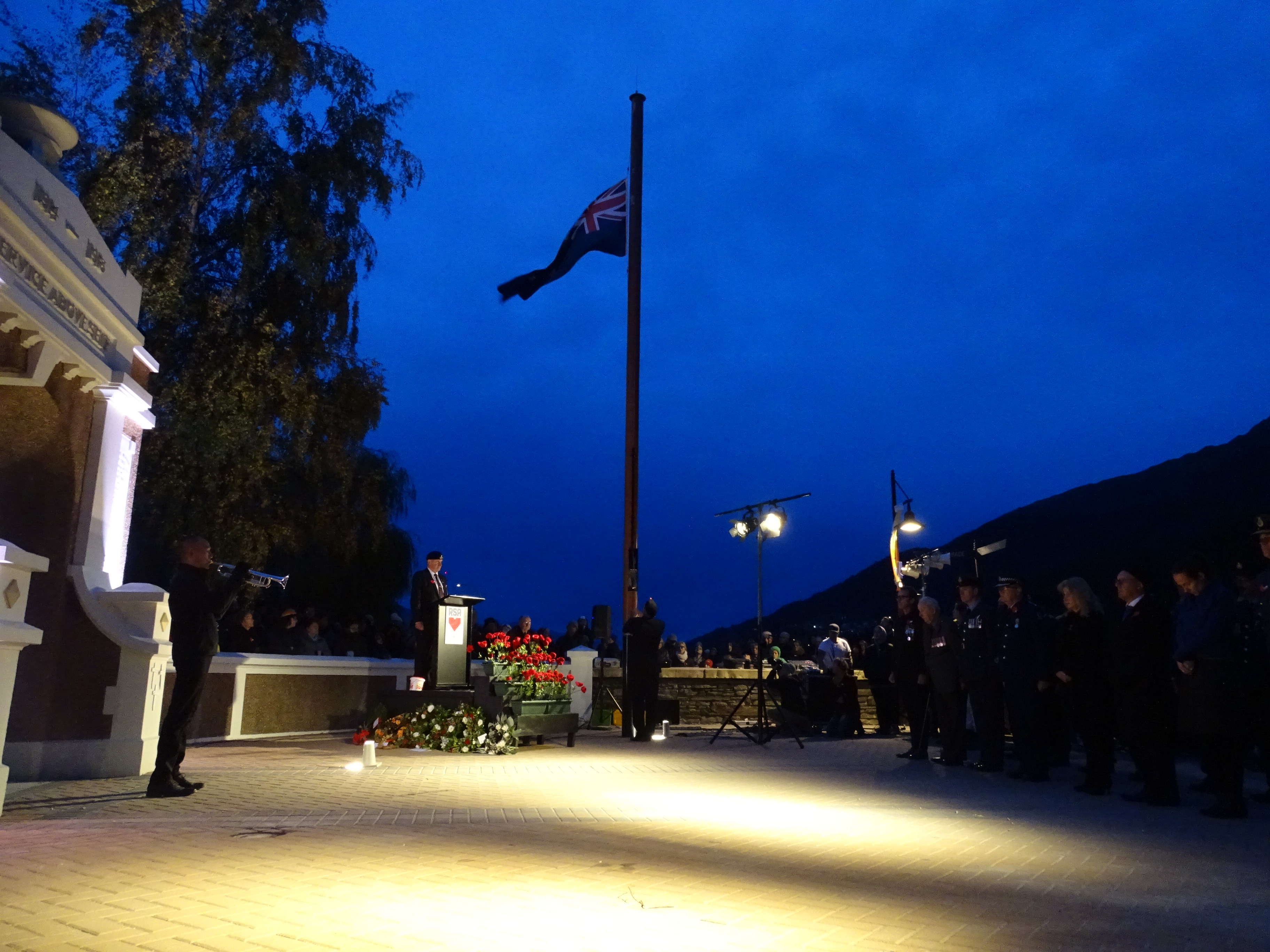 Gen Numaguchi, of Queenstown, performed the Last Post. Photo: Tracey Roxburgh
