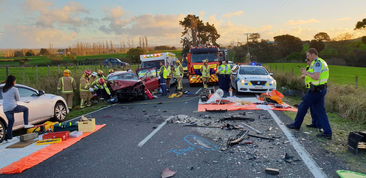 Nine people were injured in a two-car crash in Hoe-O-Tainui in the Waikato yesterday. Photo:...