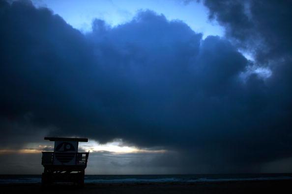 Storm clouds over a lifeguard station on Miami Beach in Florida. File photo: Getty