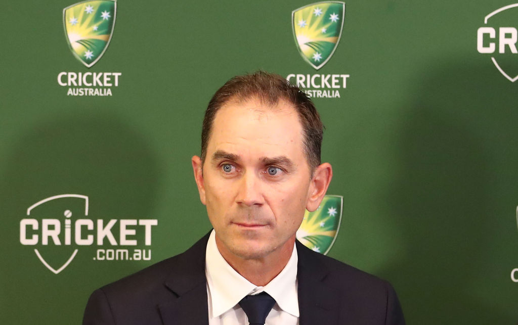 Justin Langer speaks to the media after being appointed coach of the Australian cricket team