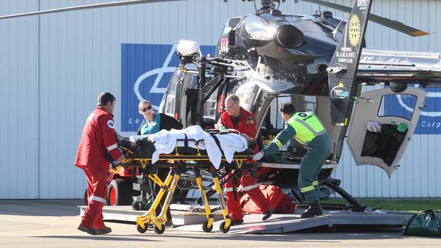 The Lowe Corporation Rescue Helicopter lands at its Hawke's Bay Hospital base with an injured...