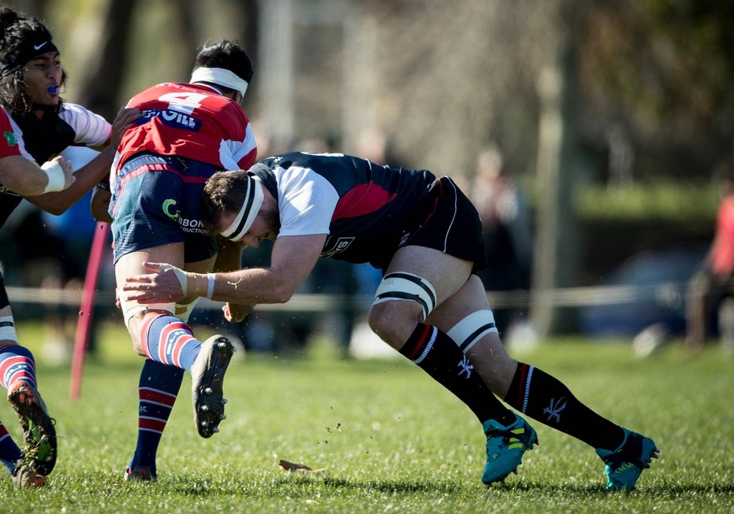 Kieran Read puts in a tackle while playing for the Counties Manukau Selection. Photo: NZ Herald 