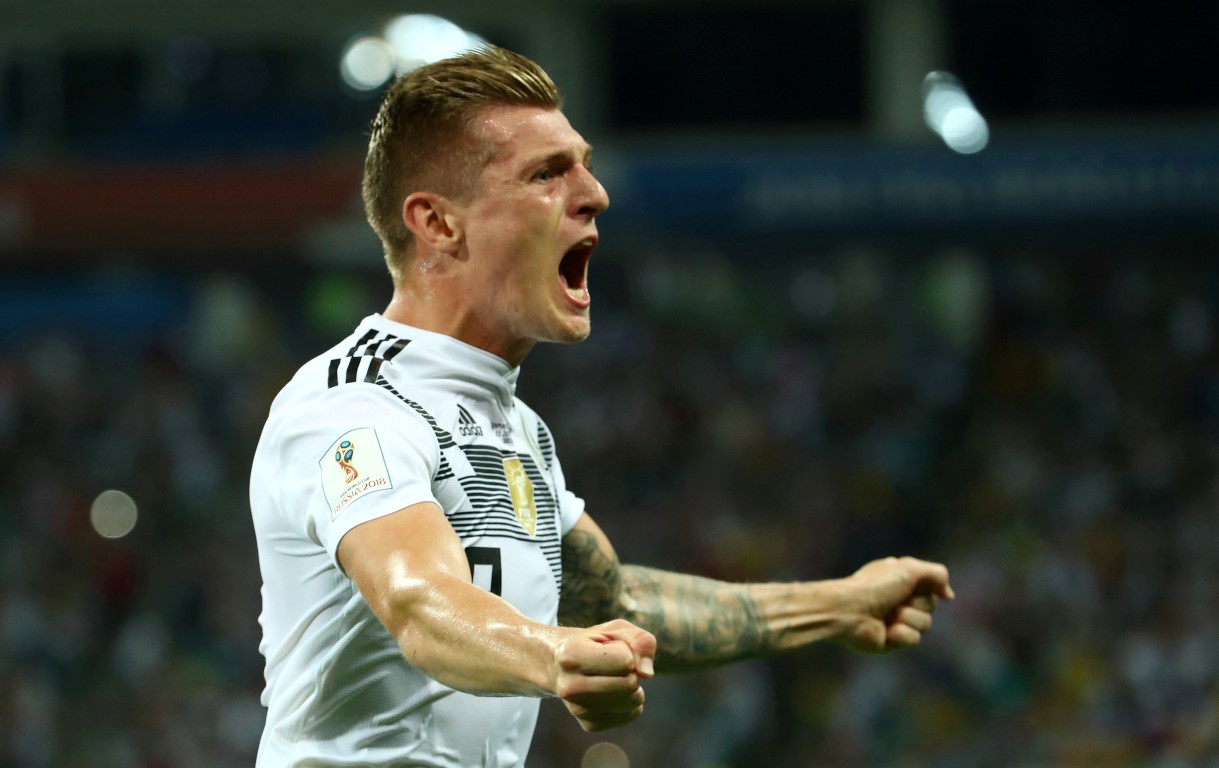 Toni Kroos celebrates after scoring the winning goal for Germany. Photo: Reuters 