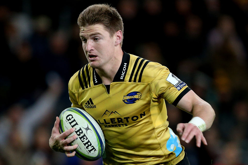 Jordie Barrett in action for the Hurricanes against the Highlanders in Dunedin on Friday night....