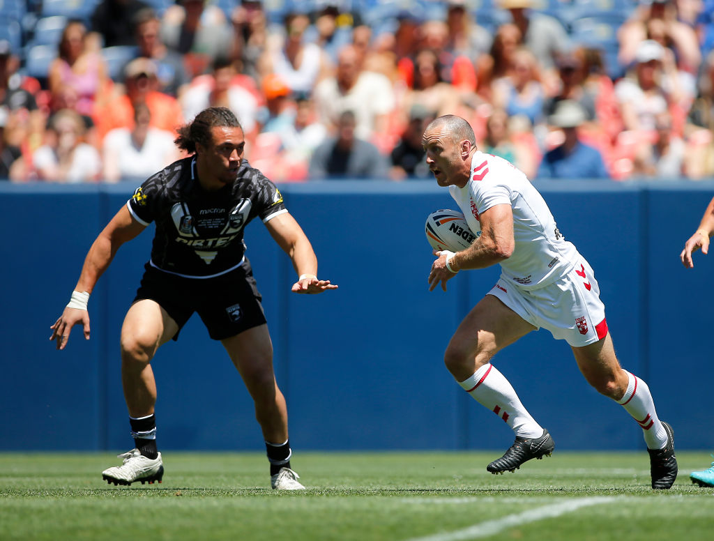 James Roby runs the ball up for England against New Zealand. Photo: Getty Images