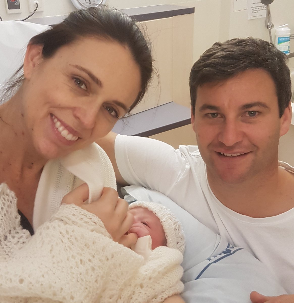 Prime Minister Jacinda Ardern and her partner Clarke Gayford proudly show off their baby daughter...