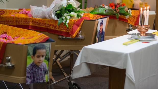 Christchurch funeral service for Tej Kafle ,Tika Kafle and Pream Kafle, who died in a fire at...