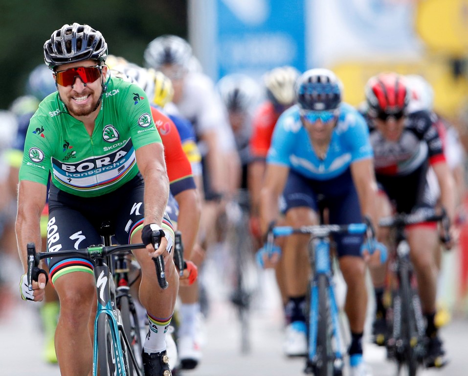 Peter Sagan crosses to win Stage 5 of this year's Tour de France, 204.5km from Lorient to Quimper...