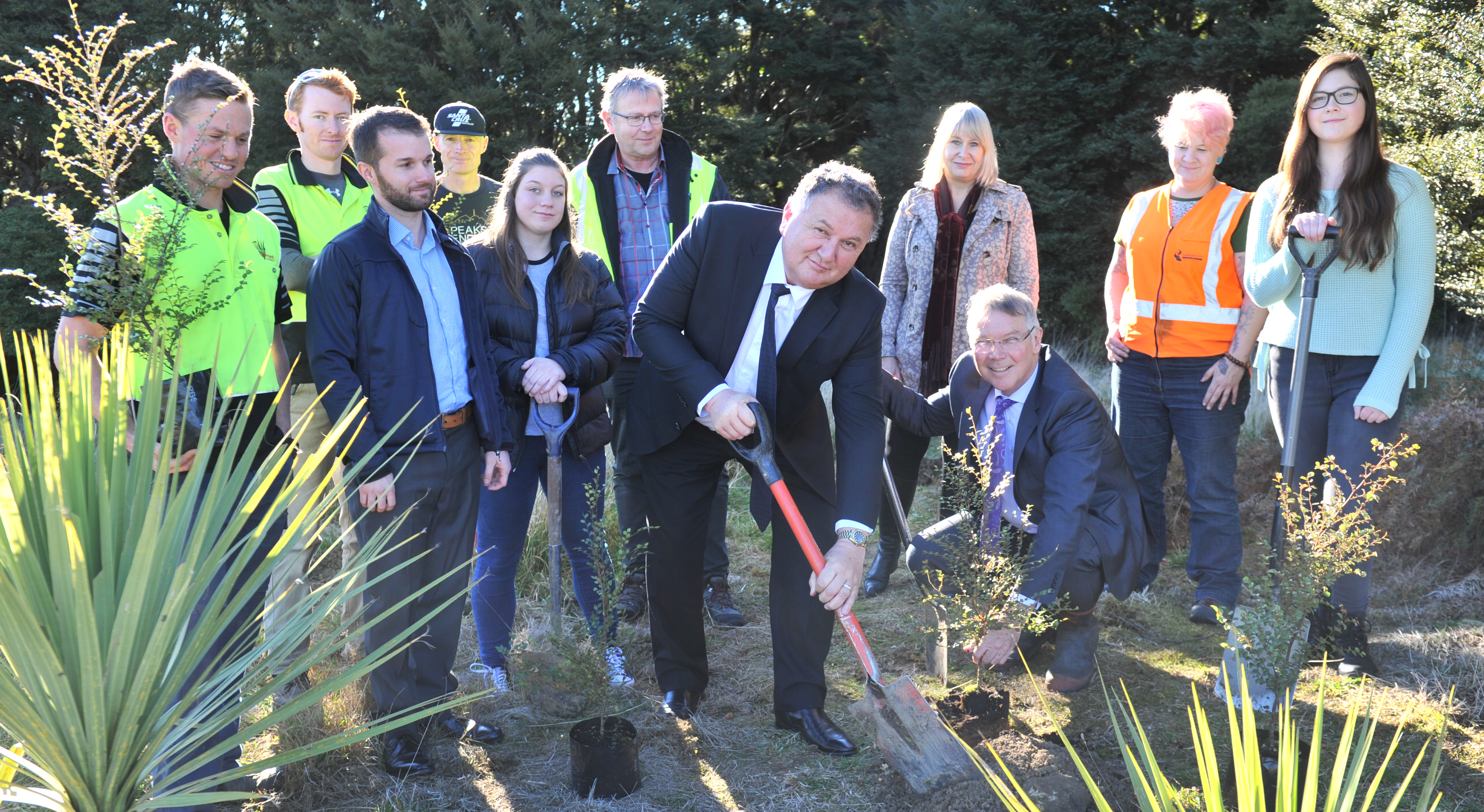 Forestry and Regional Development Minister Shane Jones (with shovel) and Minister for the...