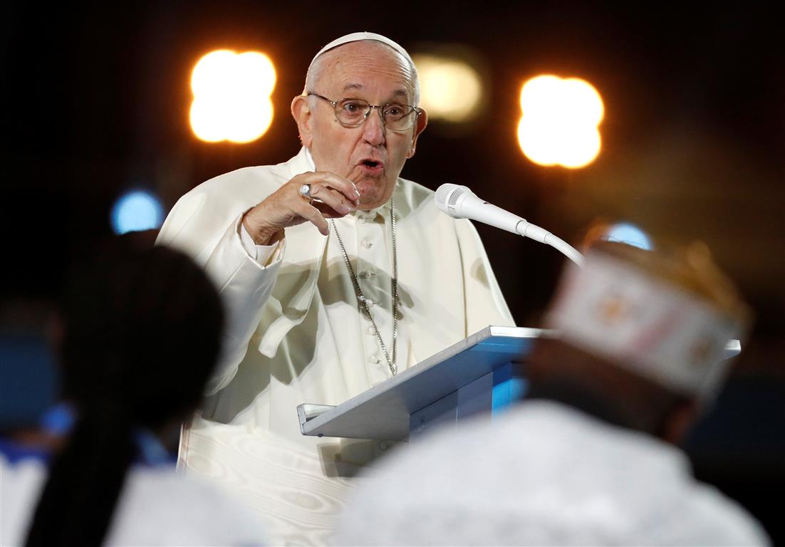 Pope Francis speaks during the Festival of Families at Croke Park in Dublin. Photo: Reuters