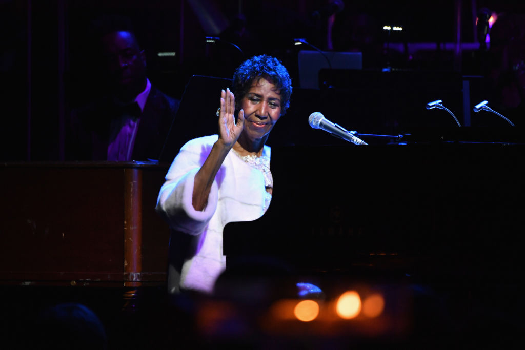 Aretha Franklin performs at the Elton John AIDS Foundation concert in New York in November last...