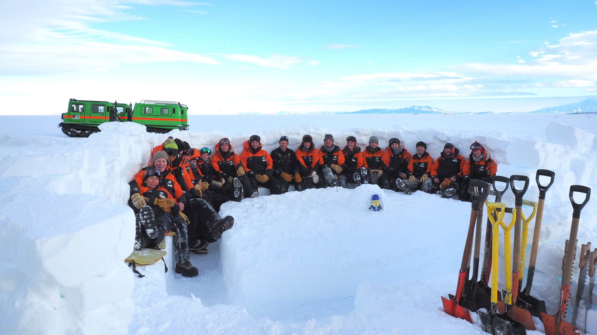 Chris Long with his students halfway through an Antarctic field training course last year. Photo:...