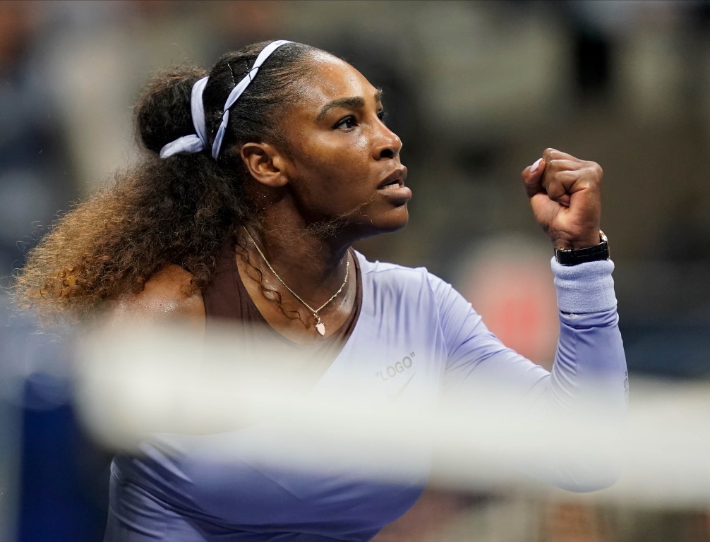 Serena Williams celebrates a winner against Anastasija Sevastova. Photo: Robert Deutsch-USA TODAY...