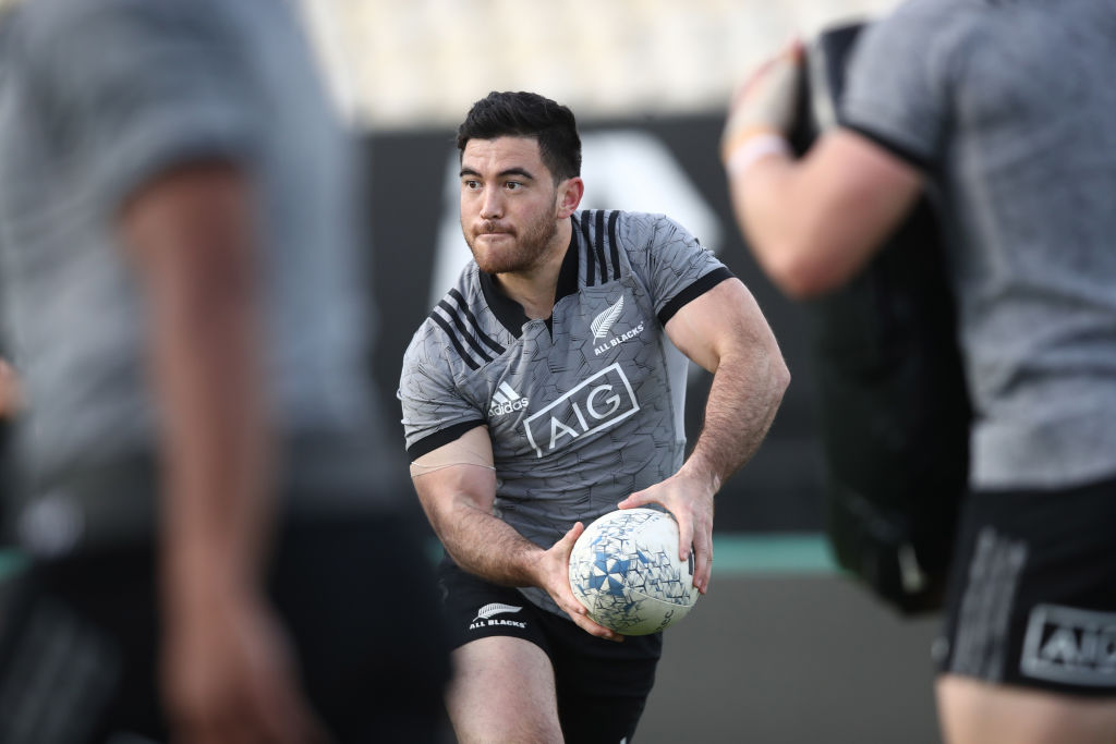 Nehe Milner-Skudder in action at an All Blacks training session at Trafalgar Park in Nelson this...