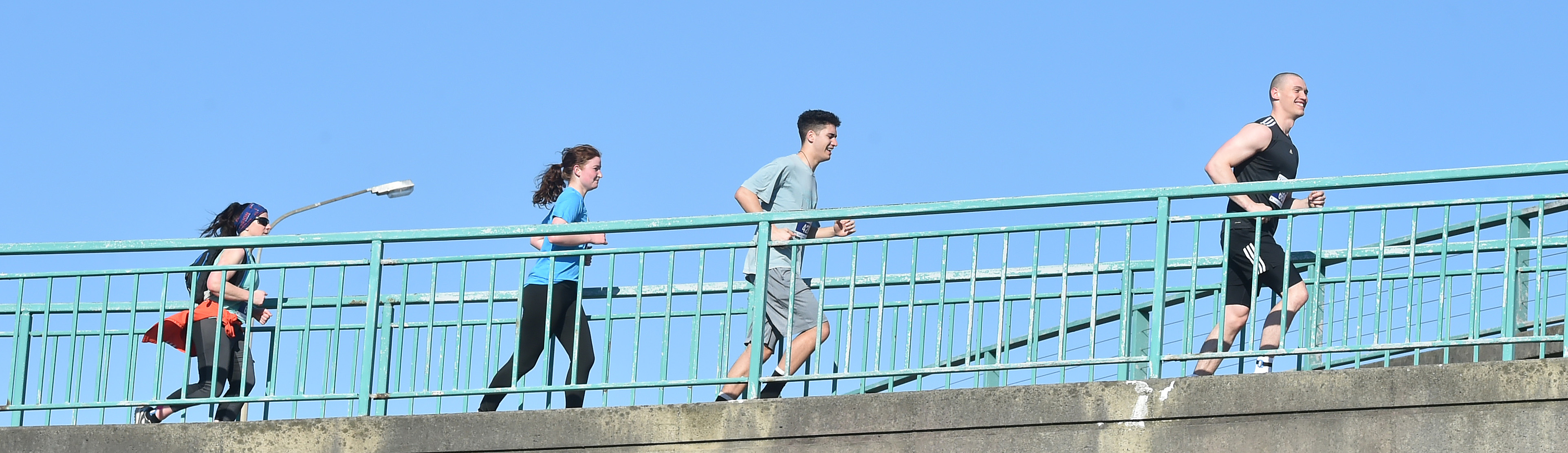 Runners enjoy fine conditions in yesterday’s marathon. Photos: Gregor Richardson