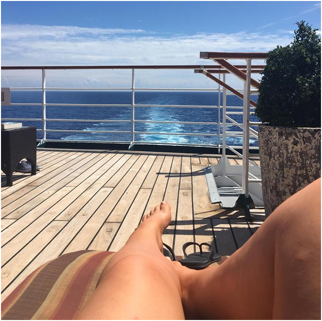Ashleigh’s (Balclutha) legs on P&O.