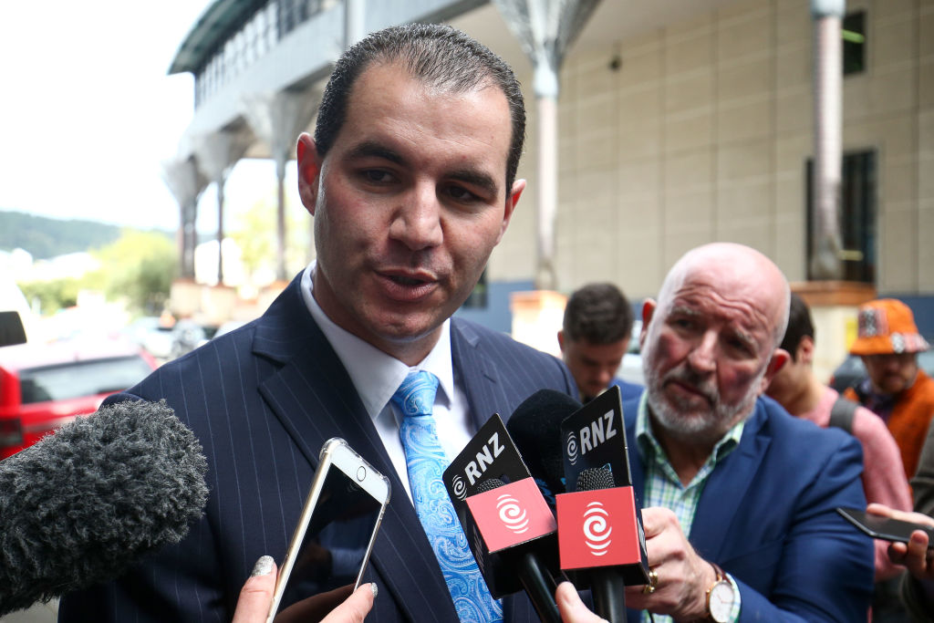 Jami-Lee Ross speaks to media outside Wellington Police Station yesterday. Photo: Getty Images