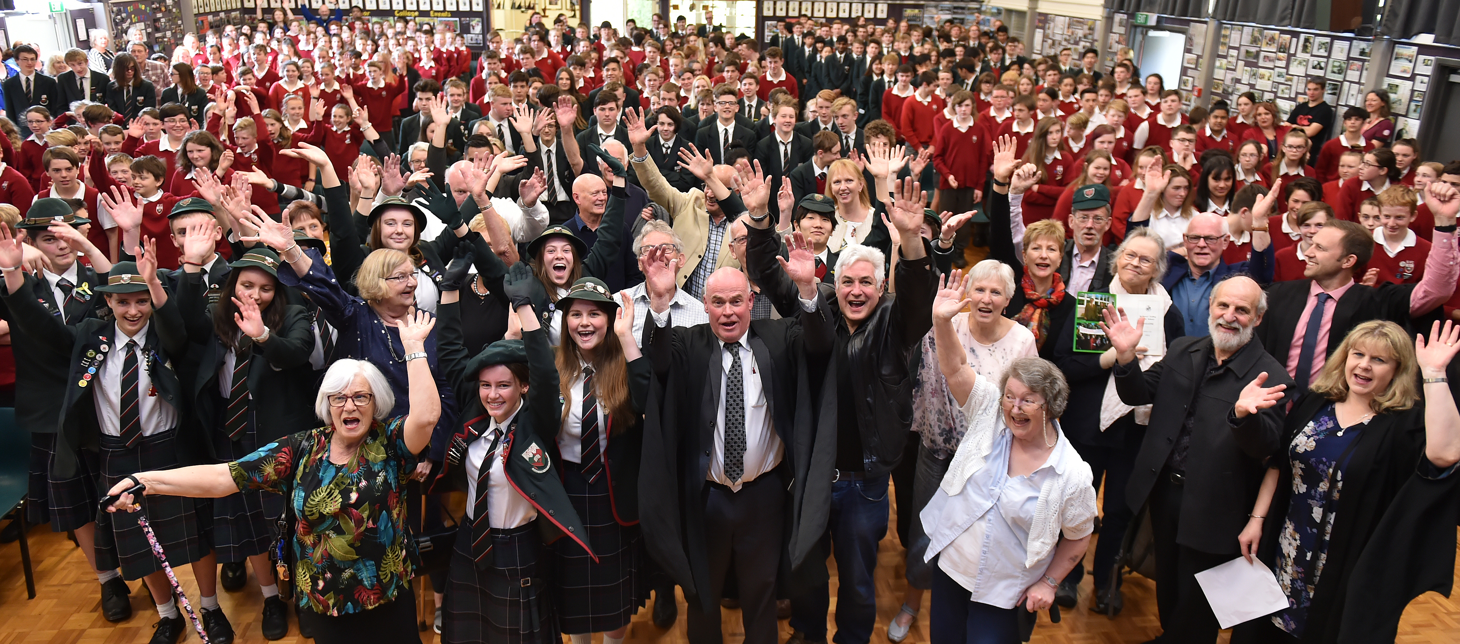 Staff, pupils, and former pupils gather for a special assembly to commemorate 60 years of...