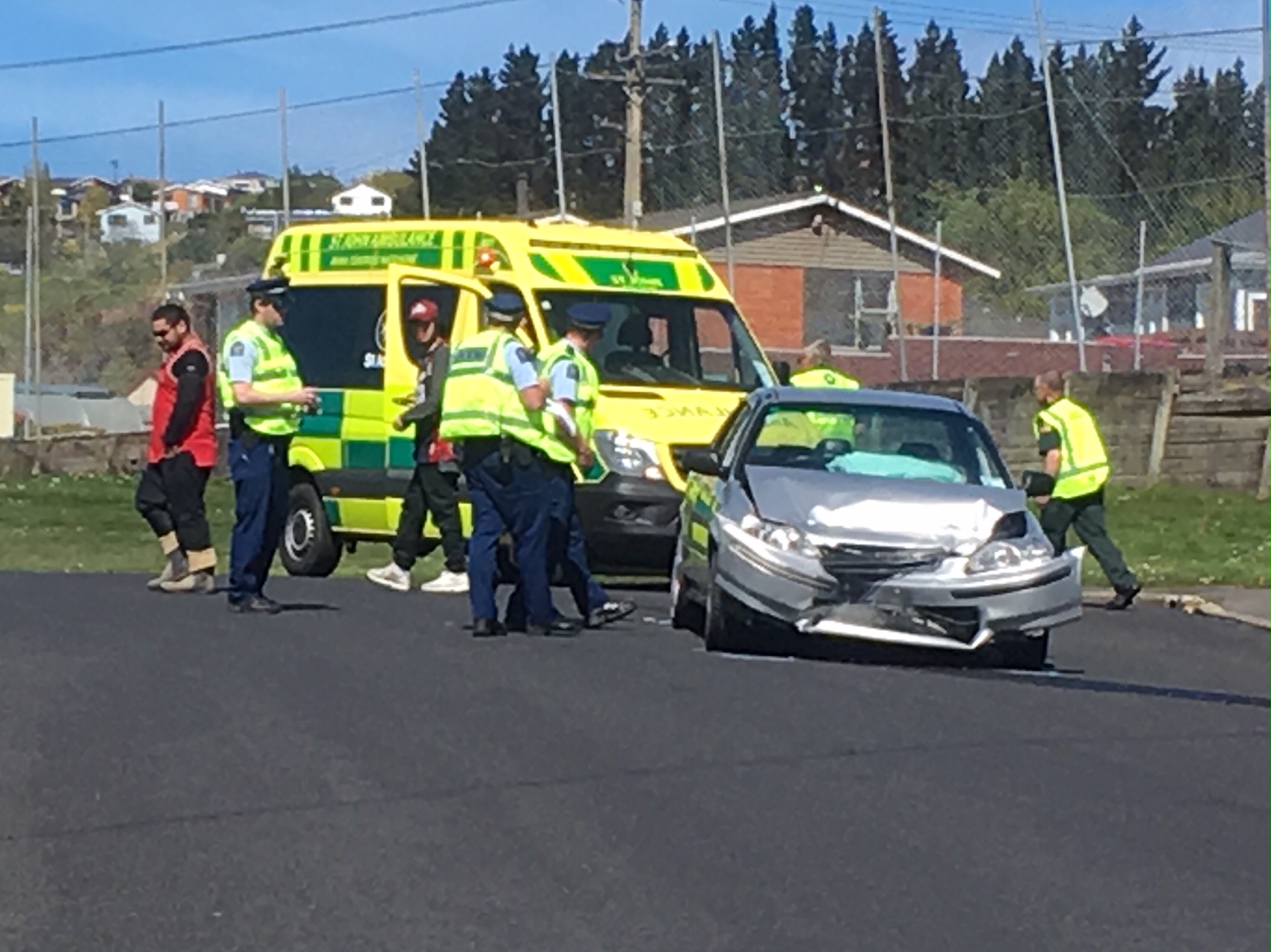 A brief police pursuit ended in a crash in Concord this afternoon. Photo: Stephen Jaquiery