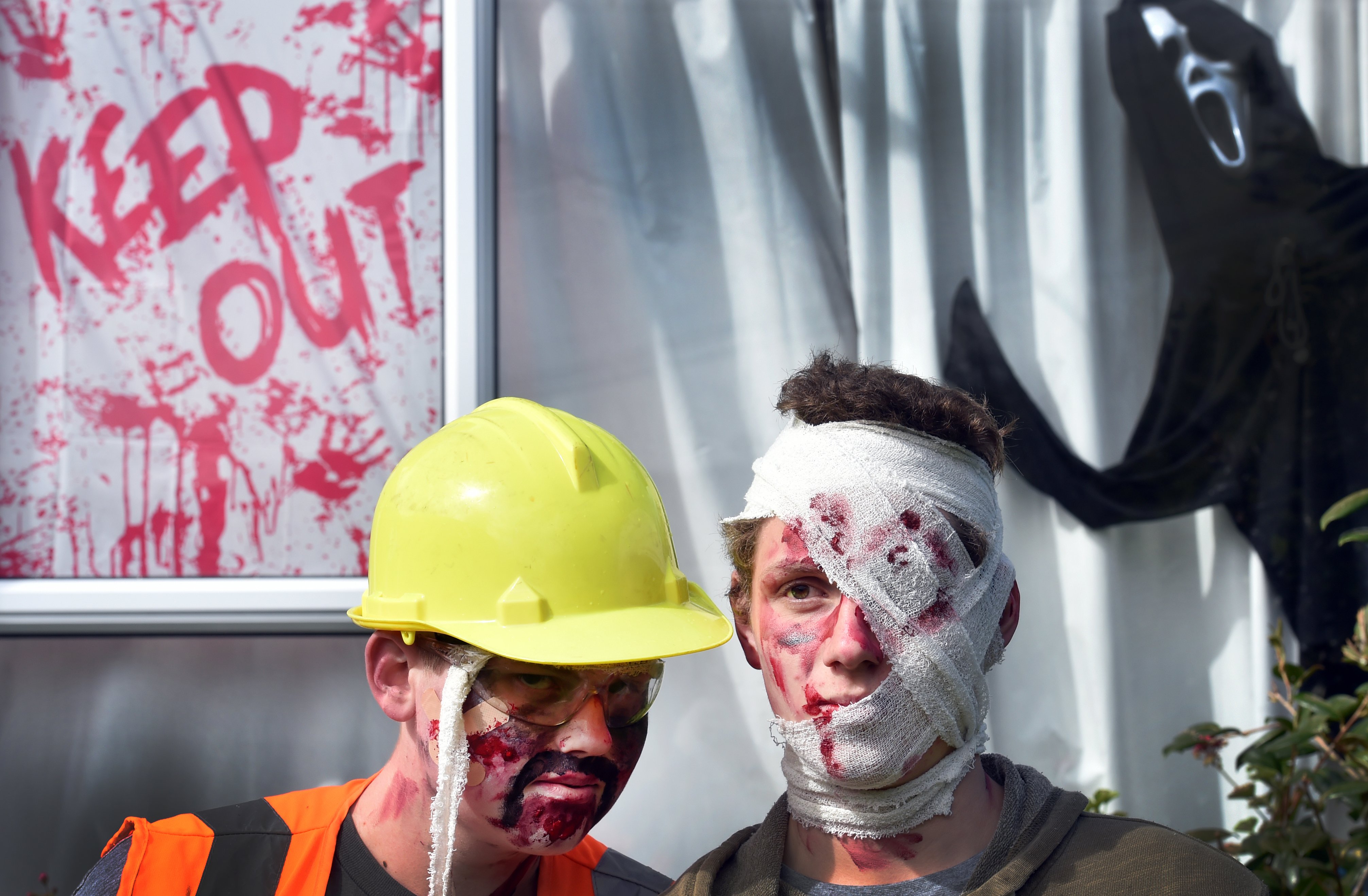 Dressed as Zombies Jackson (14) left and Ethan (15) Campbell on their property. Photo: Peter McIntosh Dressed as Zombies Jackson (14) left and Ethan (15) Campbell on their property. Photo: Peter McIntosh
