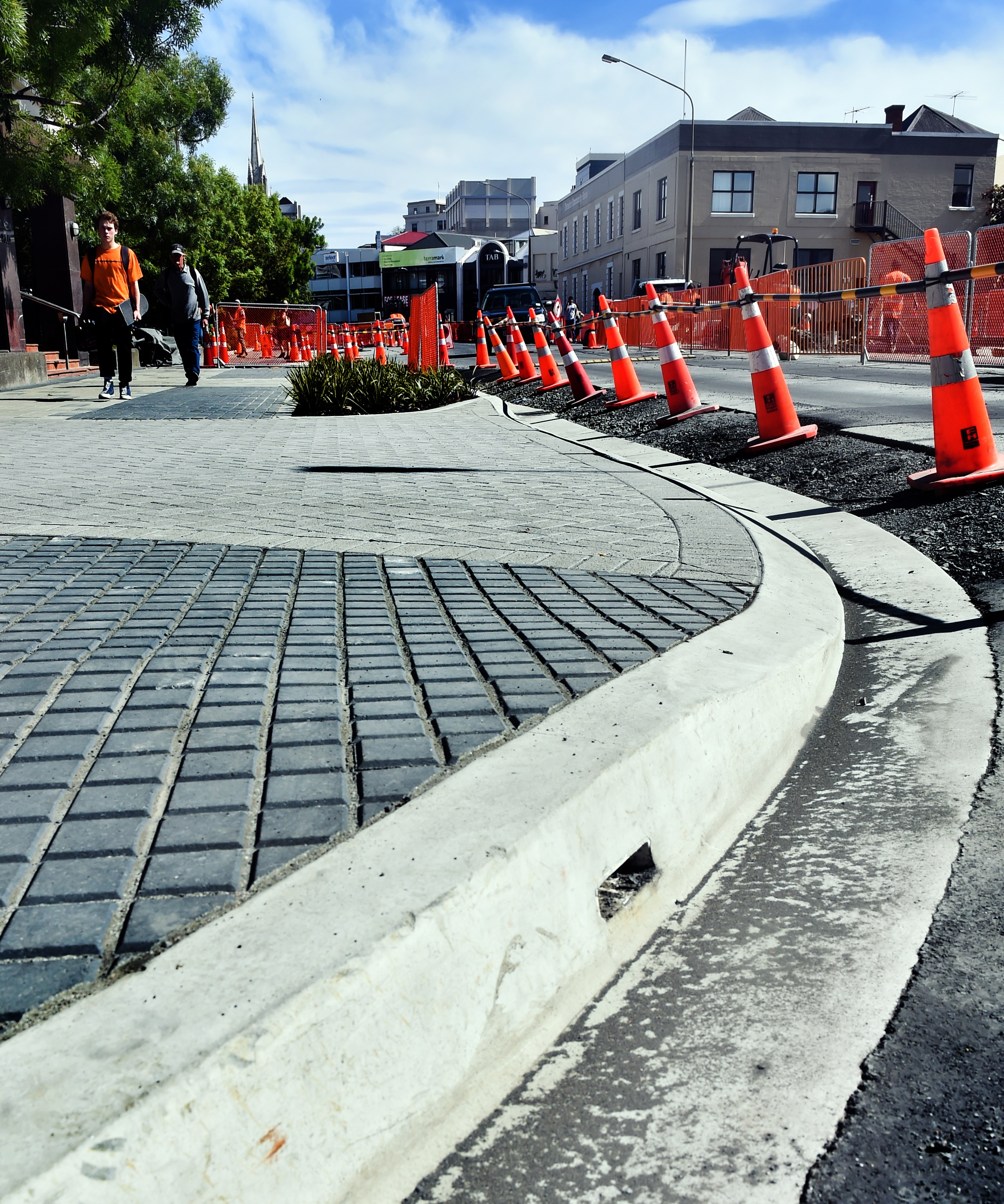 Work continues on the Dunedin bus hub in Great King St yesterday. PHOTO: PETER MCINTOSH