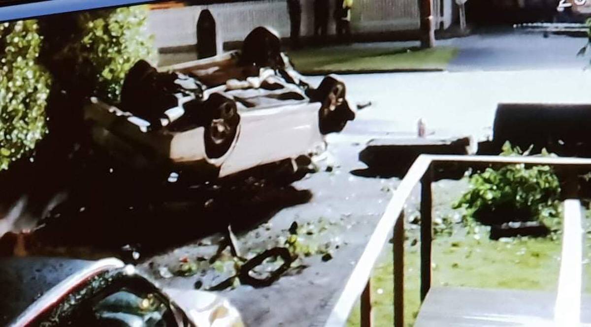 A car being chased by police on Malfroy Rd in Fordlands crashed into a house. Photo: Supplied