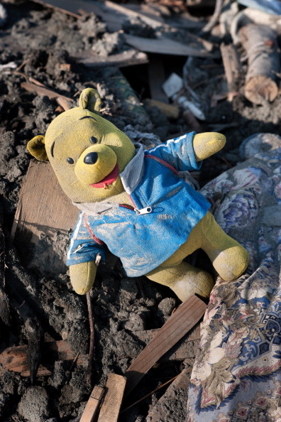 A Winnie the Poo stuffed animal in post-tsunami rubble of Kamaishi. Photo: Getty Images