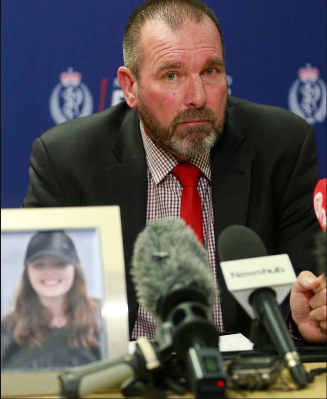 Detective Inspector Scott Beard at a press conference today announcing the search for backpacker...