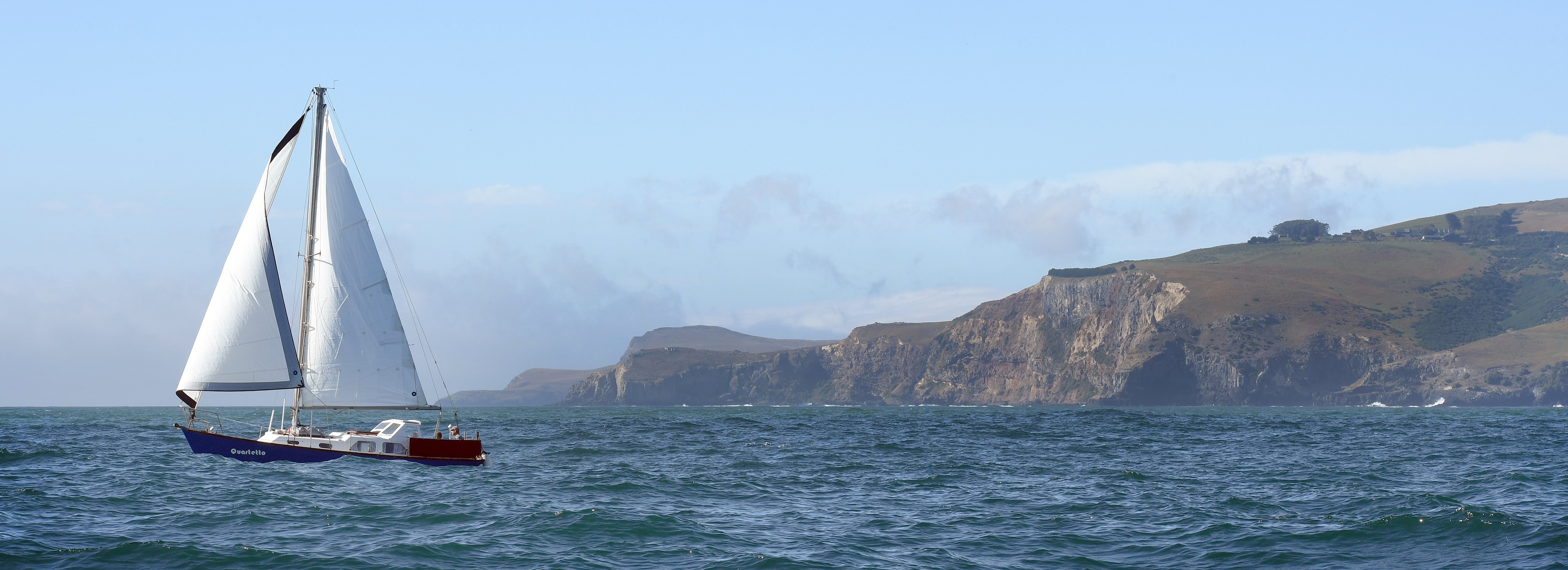 The Haase family leaving Otago Harbour January. Photo: STEPHEN JAQUIERY