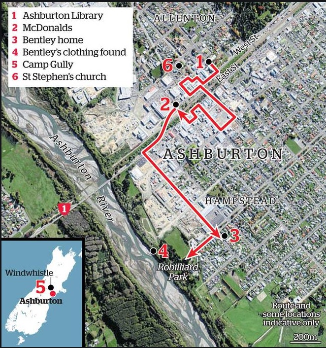 Kirsty Bentley's movements on the day she disappeared. Image: NZME