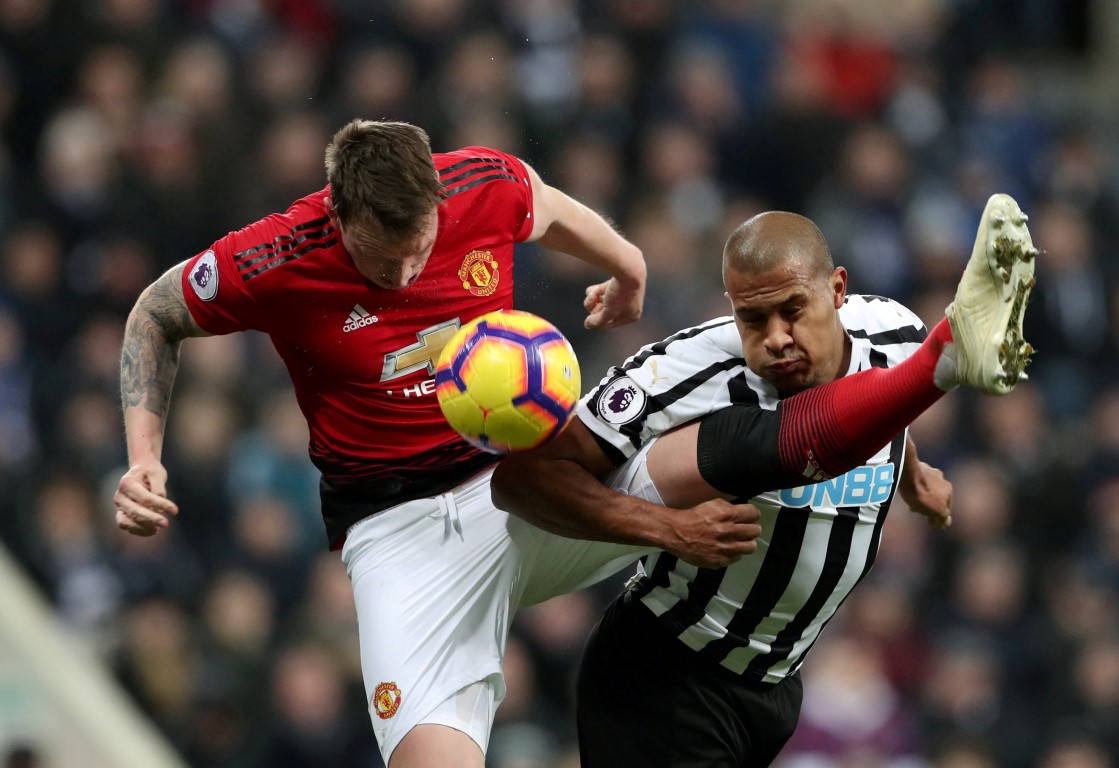 Newcastle United's Salomon Rondon in action with Manchester United's Phil Jones. Photo: Reuters 