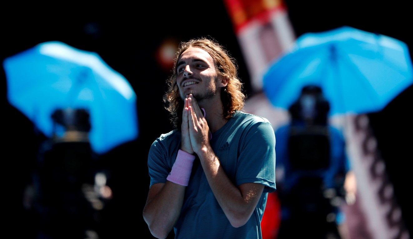 Stefanos Tsitsipas reacts after his victory over Roberto Bautista Agut. Photo: Reuters