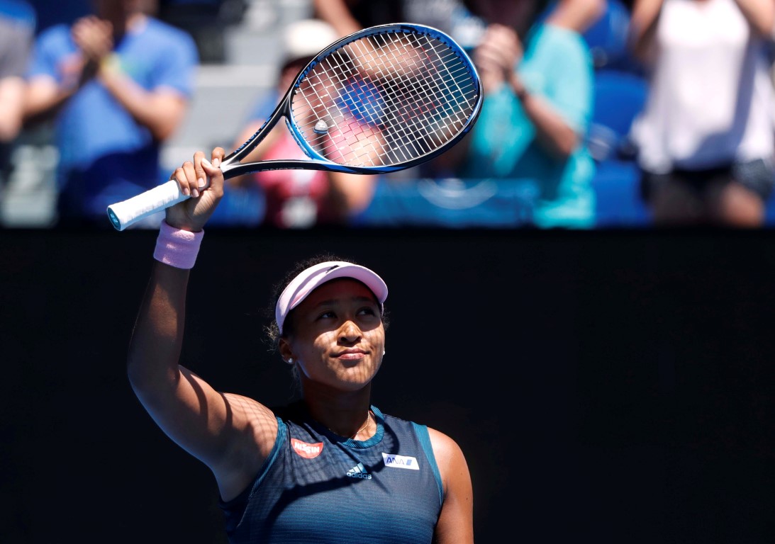 Naomi Osaka acknowledges the crowd after her win. Photo: Reuters