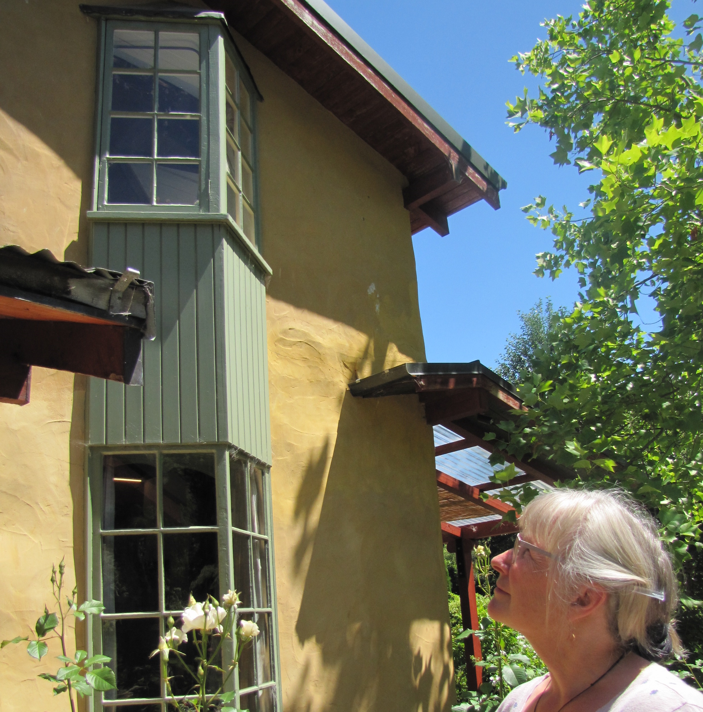 Springvale woman Deb Robb looks up at her daughter's bedroom window through which a bullet was...