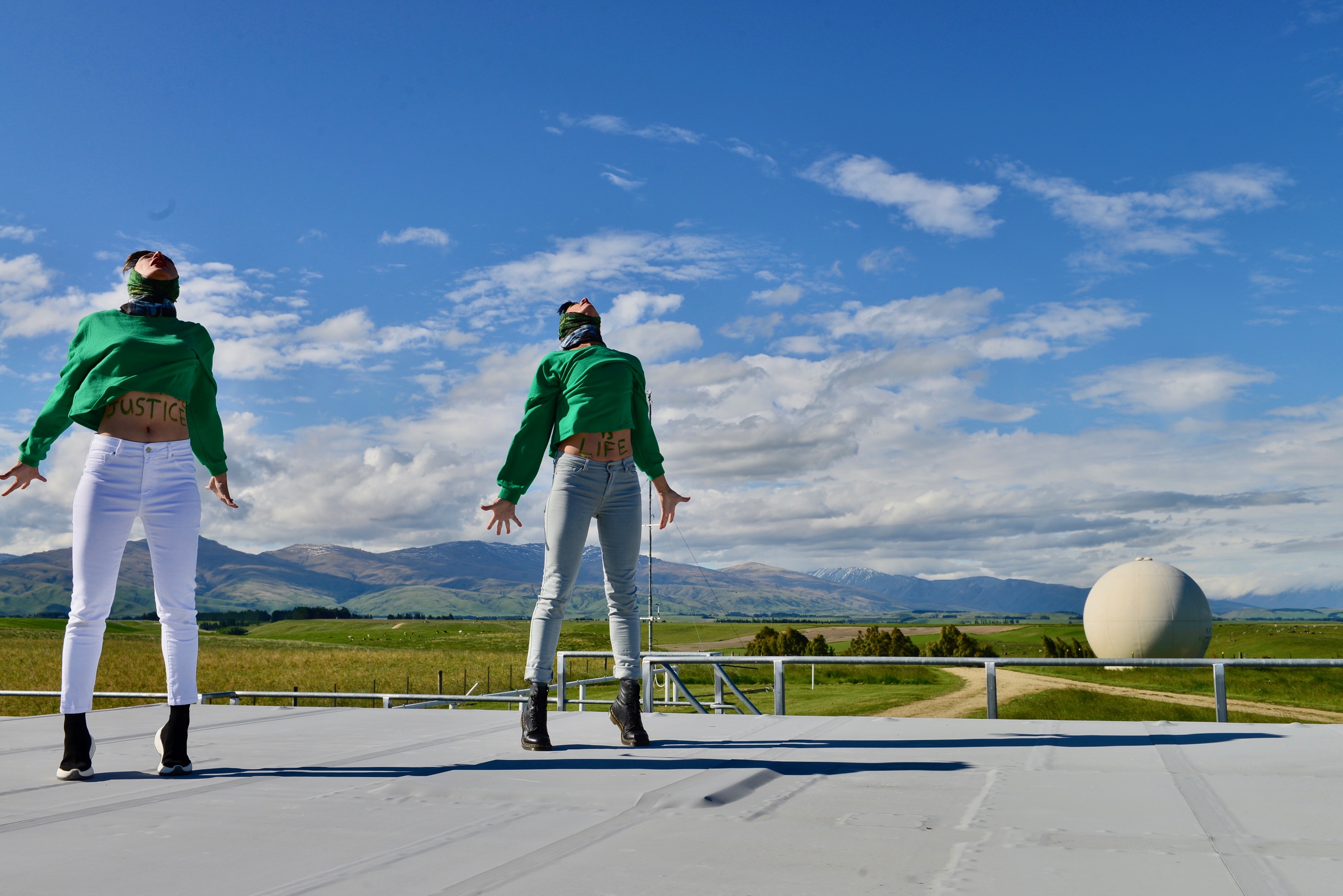 Dancers perform at Niwa's atmospheric research station in Lauder during the filming of Lungsong this summer. Photo: Carol Brown