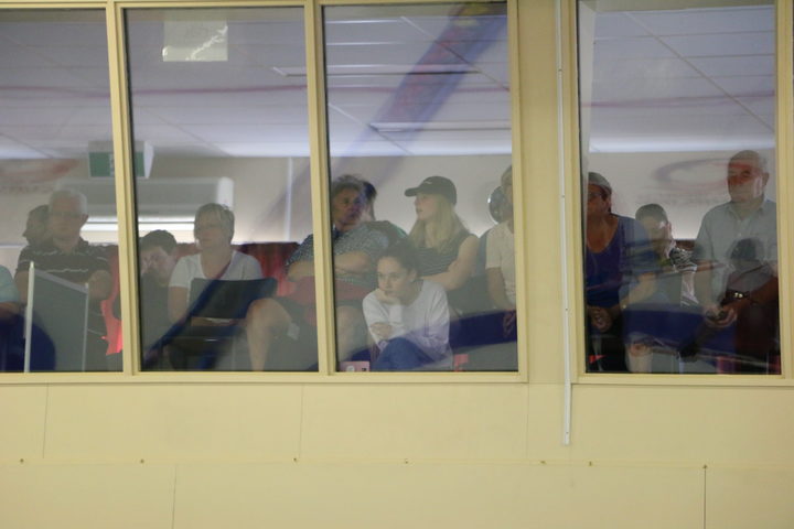 A crowd of Naseby locals watch from the spectators’ lounge Photo: RNZ