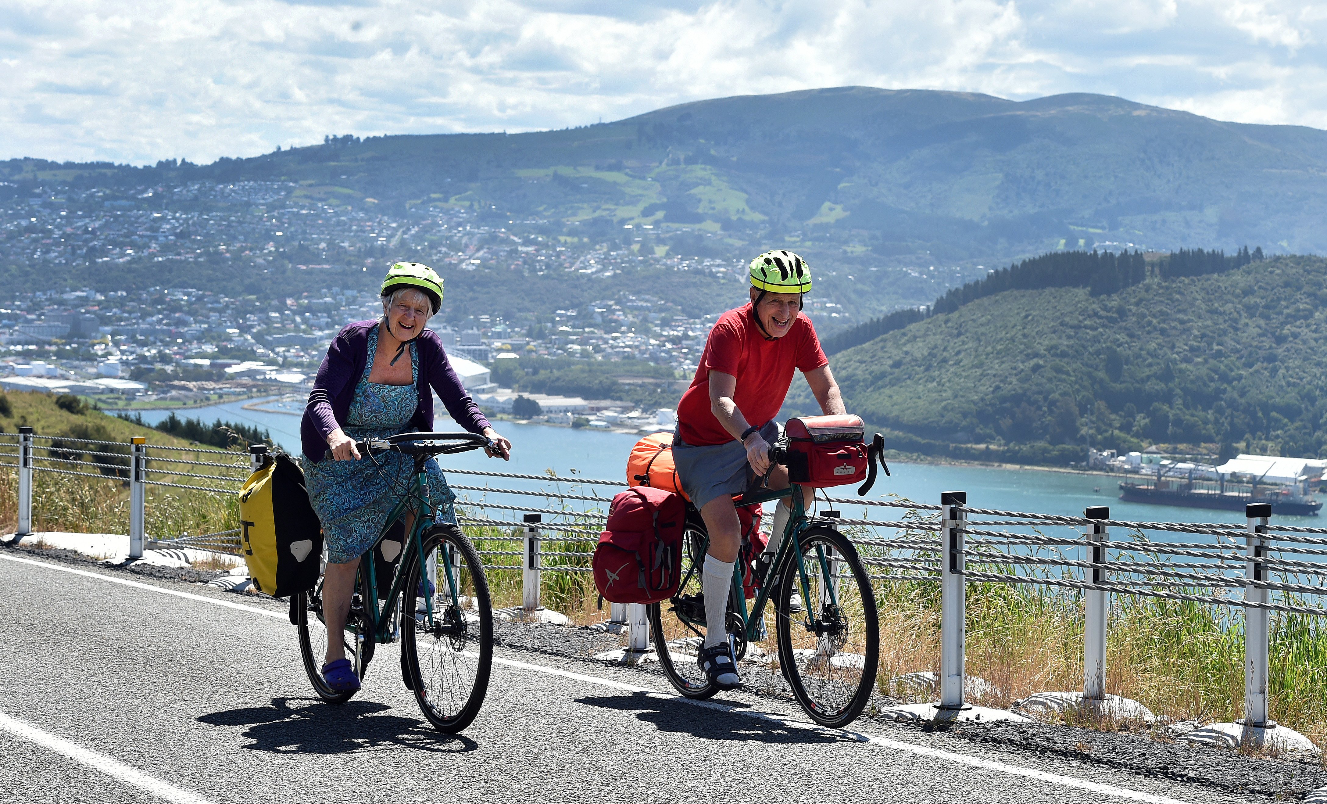 Jane Butters (72) and husband John Butters (79) at Highcliff Rd, near the Soldiers' Monument, Dunedin.  Photo: Gregor Richardson