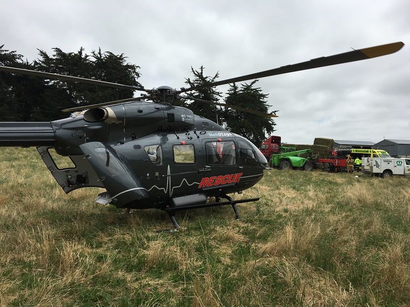 Emergency services and a rescue helicopter at the scene on Sunday afternoon. Photo: Supplied