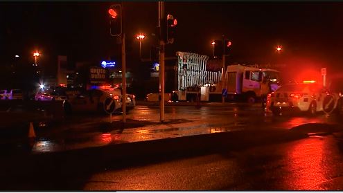 The scene of a fatal crash on Blenheim Road in Christchurch last night. 