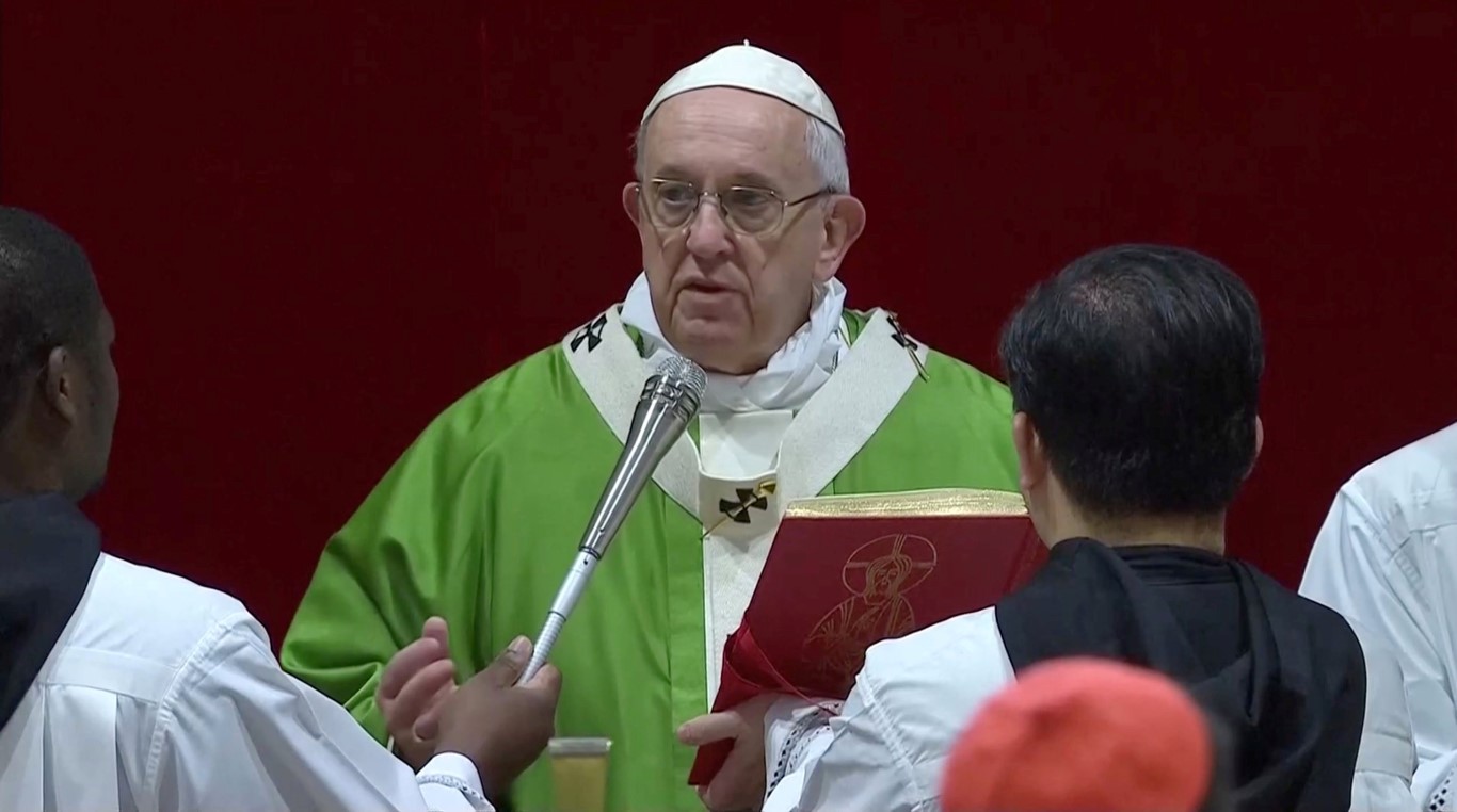 Pope Francis attends the four-day meeting on the global sexual abuse crisis, at the Vatican....