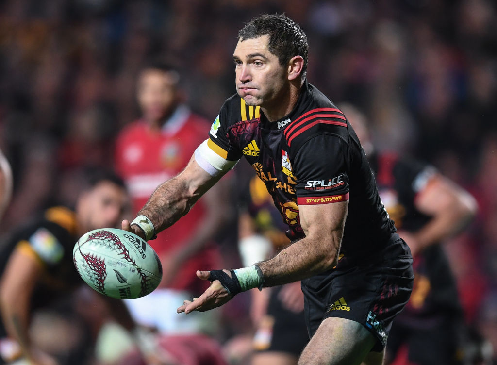 Stephen Donald in action for the Chiefs against the British and Irish Lions in Hamilton in June...