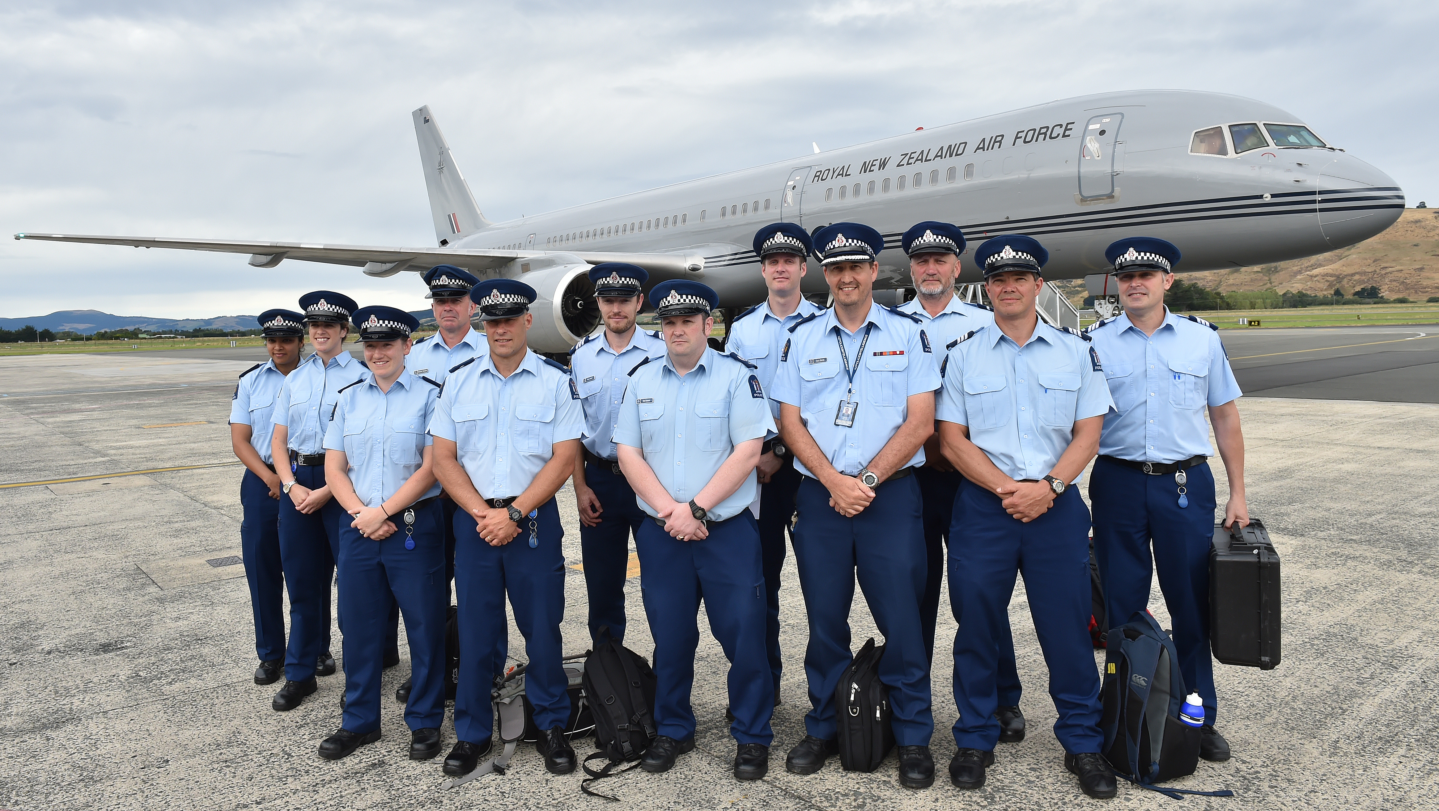 Ranging from an inspector to freshly-minted constables, Dunedin police officers prepare to fly to...