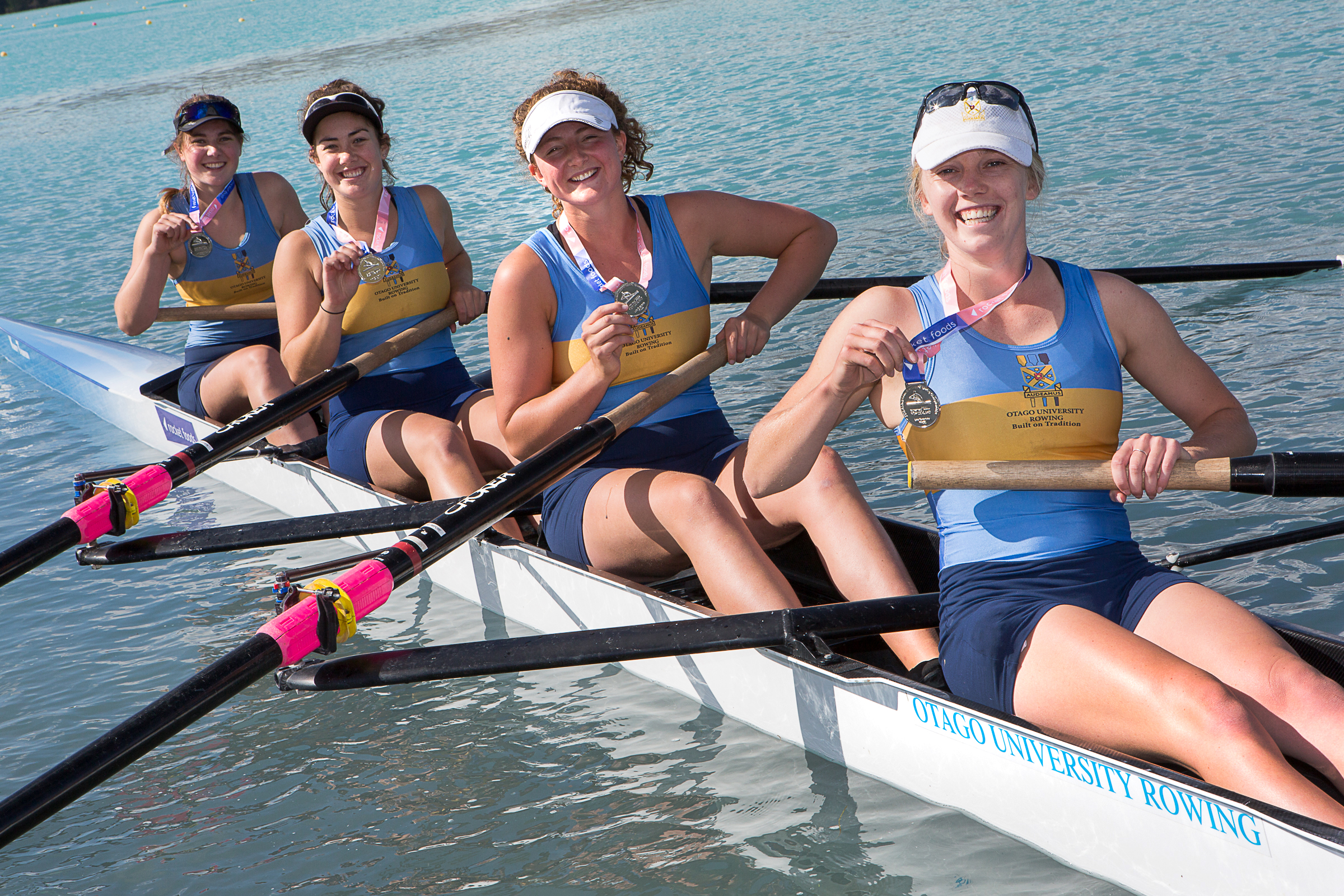 The Otago University Rowing Club crew of (from left) Gabby Hunter, Josie Cook, Caoimhe Dempsey...