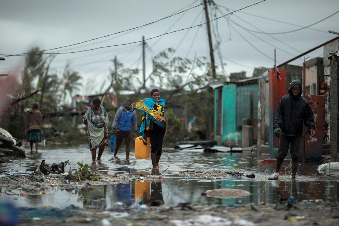 People return to Praia Nova, one of the neighbourhoods in the coastal city of Beira most affected...