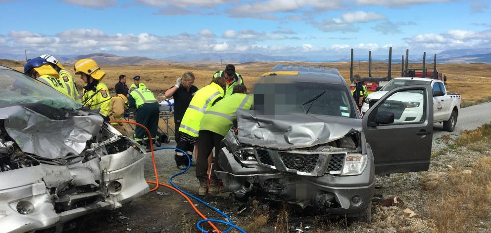 Emergency services at the scene of the crash. Photo: Supplied