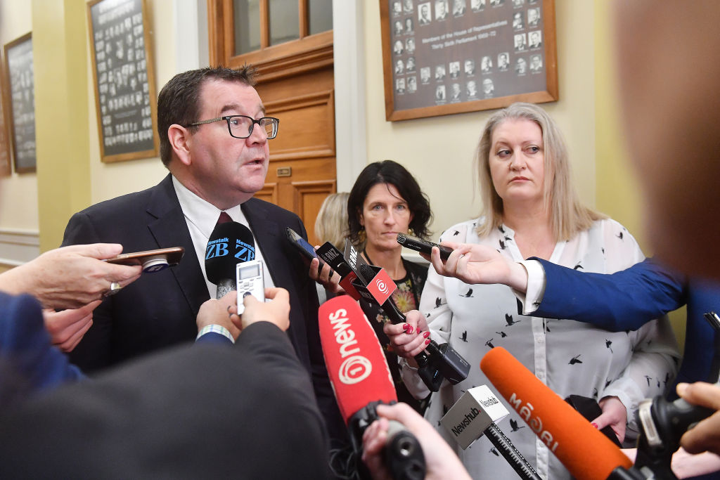 Finance Minister Grant Robertson speaks to media at Parliament in Wellington on Tuesday. Photo:...