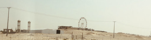 The Ferris wheel which marks the halfway point on the trip from Saudi Arabia to Bahrain. Photo: Deborah Heron