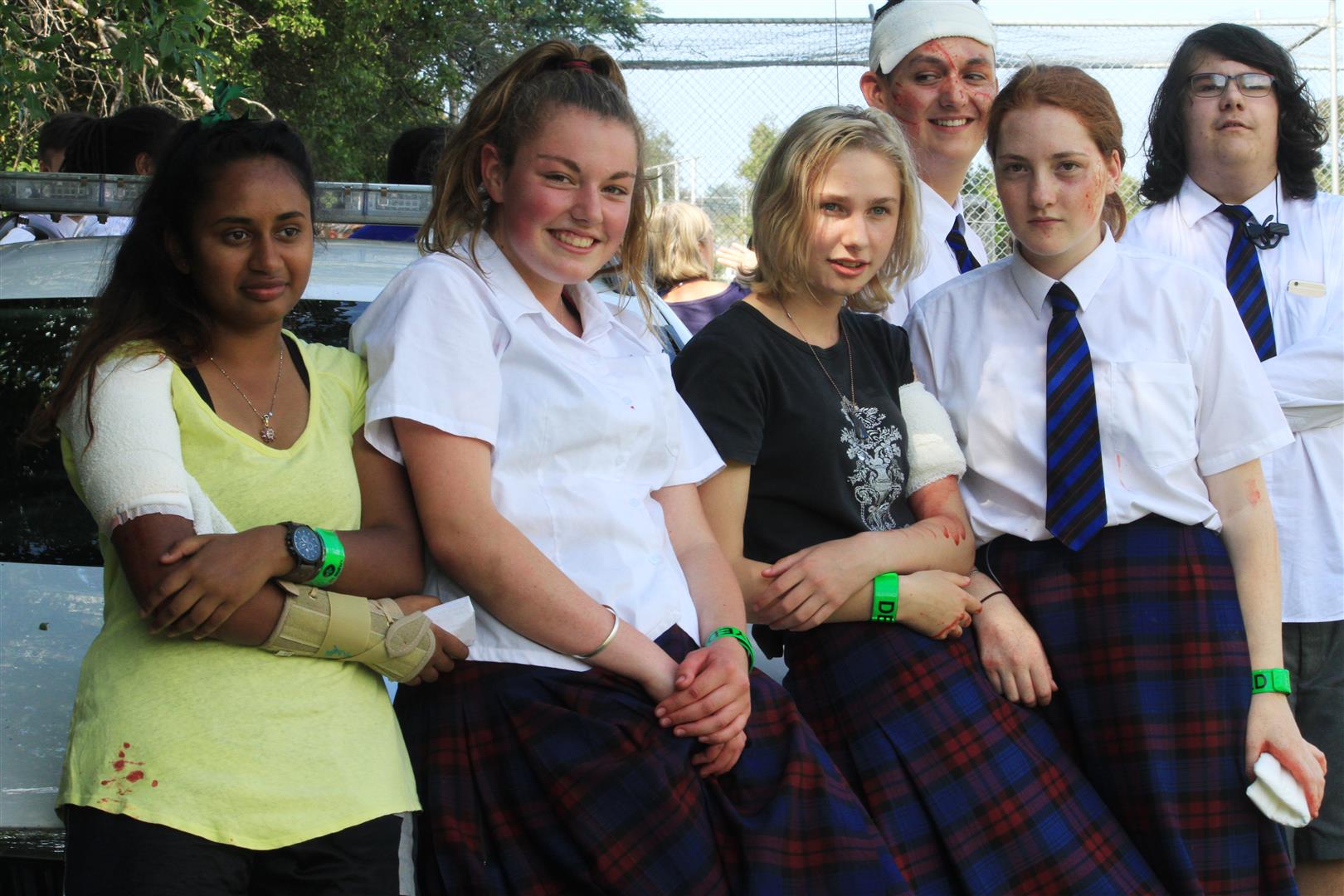 St Kevin's College pupils Vannisah Ramu (15, left), Nadine Jellyman, Bethan Ardouin (16), and...