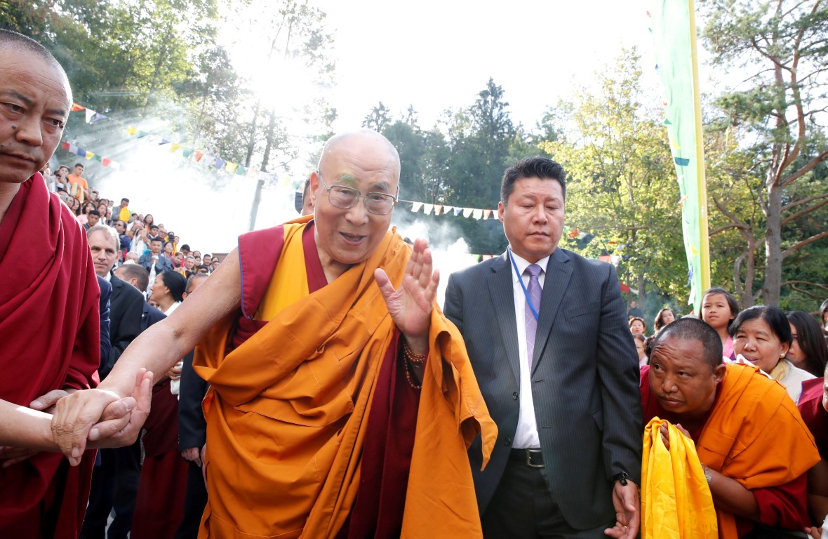 The Dalai Lama arrives for a visit to the Tibet Institute Rikon in Rikon, Switzerland in...