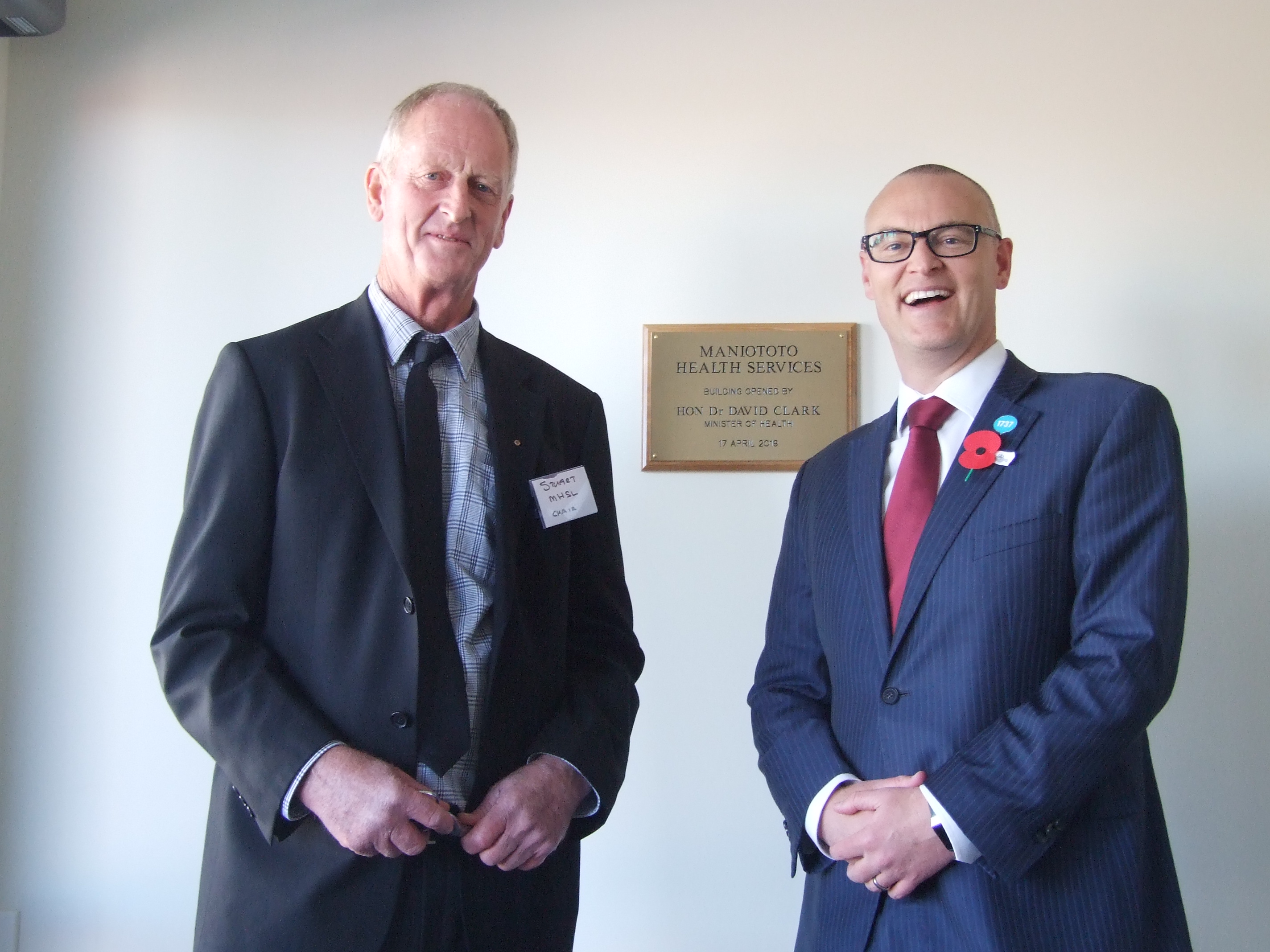 Maniototo Health Services Ltd chairman Stuart Paterson (left) and Health Minister David Clark at...